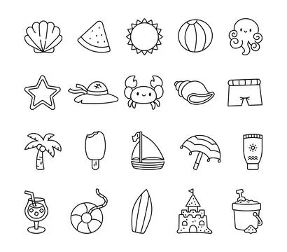Set of summer beach objects イラスト素材