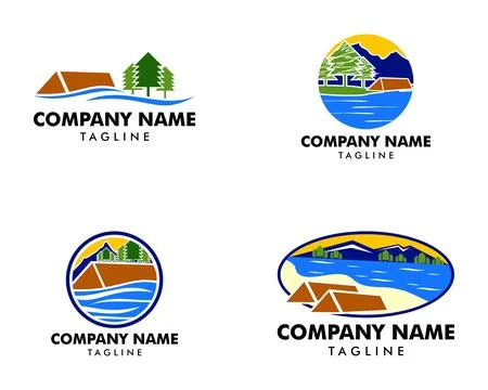 Set of Summer Camp Logo Template Design Vector 스톡 일러스트