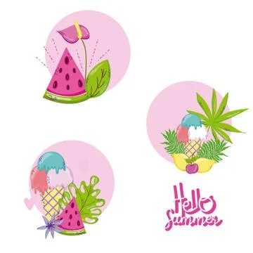 Set of summer cartoons Stock-Illustration
