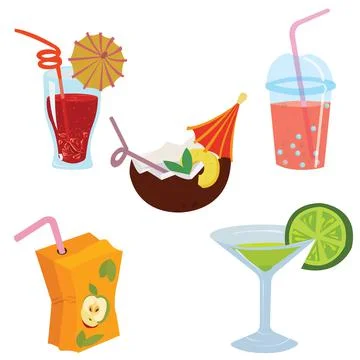 Set of summer cold drinks. Vector stock illustration isolated Stock Illustration