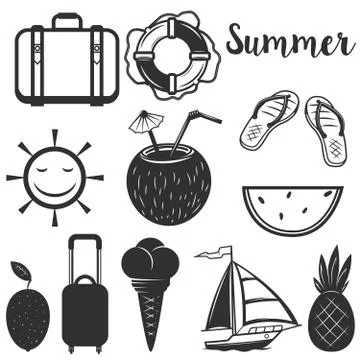 Set of Summer design elements.Vector illustration Stock Illustration