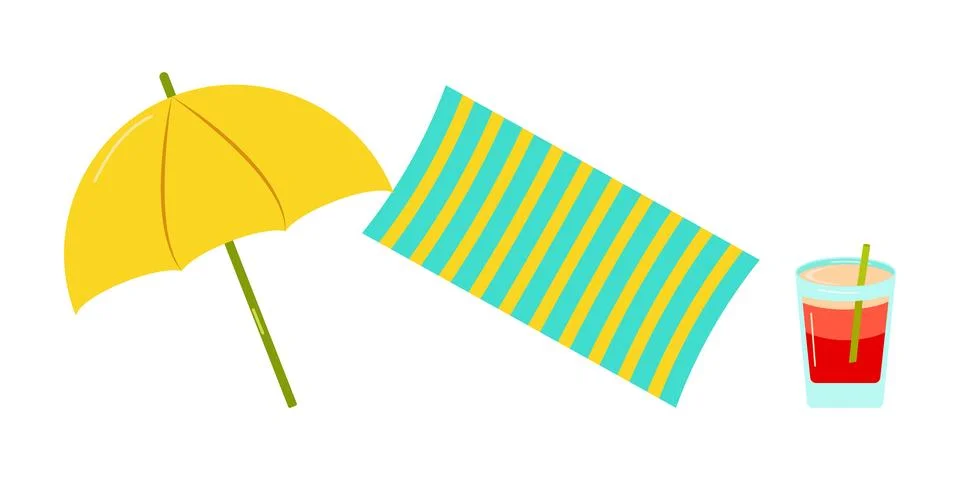 Set of summer elements, beach, summer accessory. Stock Illustration