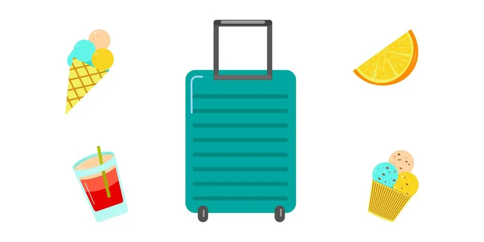 Set of summer elements, beach, summer accessory. Illustrazione stock