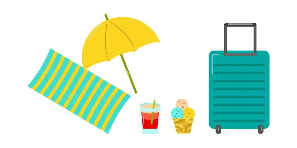 Set of summer elements, beach, summer accessory. 스톡 일러스트
