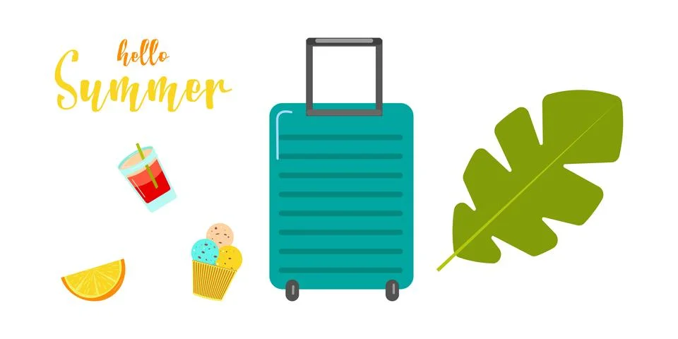 Set of summer elements, beach, summer accessory. Stock Illustration