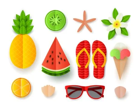 Set of Summer elements Illustrazione stock