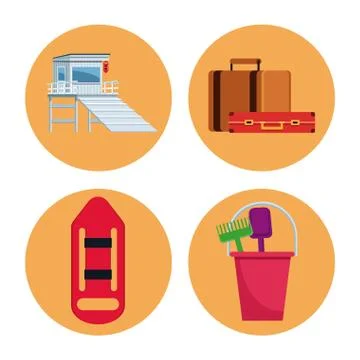 Set of summer elements Stock Illustration