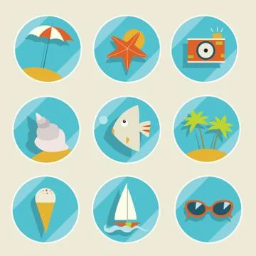 Set of summer elements Illustrazione stock