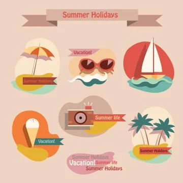 Set of summer elements Stock Illustration