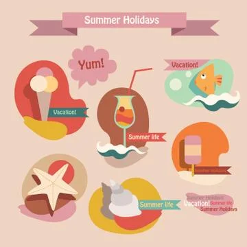 Set of summer elements Illustrazione stock