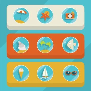 Set of summer elements Stock Illustration