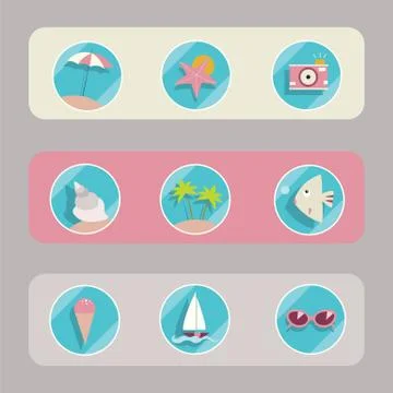 Set of summer elements. Summer holidays concept Stock Illustration