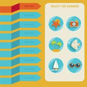 Set of summer elements. Summer holidays concept Stock Illustration