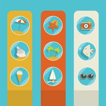 Set of summer elements. Summer holidays concept. Stock Illustration