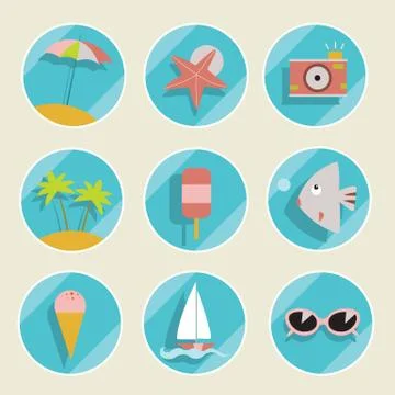 Set of summer elements. Summer holidays concept. Stock Illustration