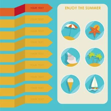 Set of summer elements. Summer holidays concept Stock Illustration