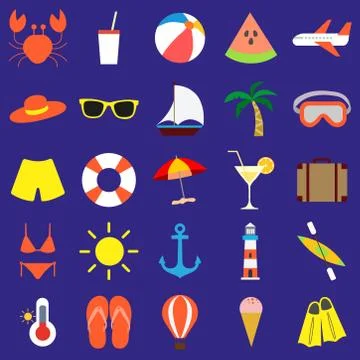 Set of summer elements. Vector illustration Stock Illustration