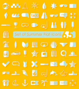 Set of summer flat icons Stock Illustration