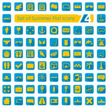 Set of summer flat icons Stock Illustration