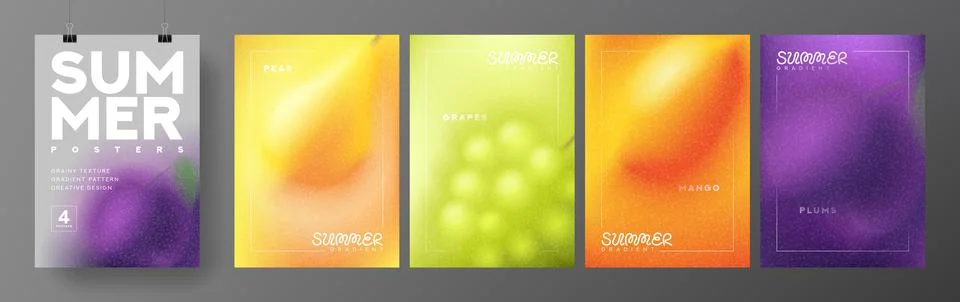 Set of summer gradient posters Stock Illustration