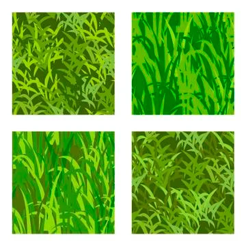 Set of summer grass textures. Seamless pattern for background Stock Illustration