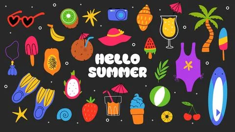 Set of summer holiday beach elements Illustrazione stock