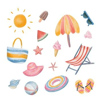 Set of summer holiday decoration element Stock Illustration