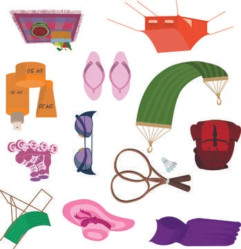 Set of summer holiday items. Stock Illustration