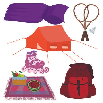 Set of summer holiday items. Stock Illustration