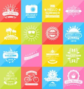 Set Summer Holidays Labels, Design Elements イラスト素材