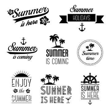 Set of summer holidays typography labels, signs and design elements イラスト素材