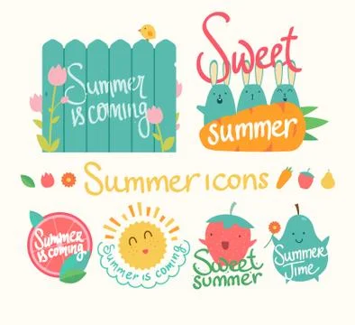 Set of summer icon. Isolated vector elements. Stock Illustration