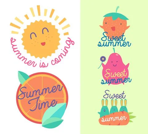 Set of summer icon. Isolated vector elements. Stock Illustration