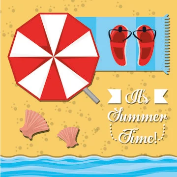 Set summer icon over sand and beach Stock Illustration