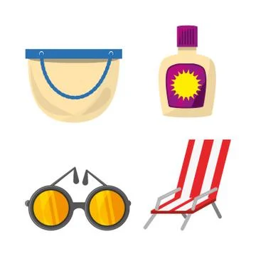 Set summer icon over white background Stock Illustration