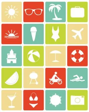 Set of summer icons. Stock Illustration