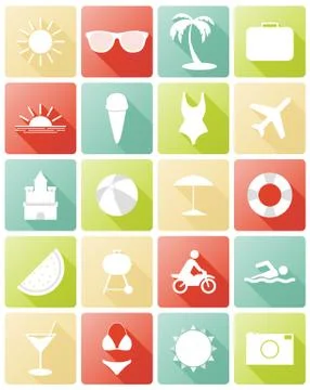 Set of summer icons. Stock Illustration