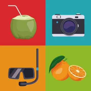 Set of summer icons 스톡 일러스트