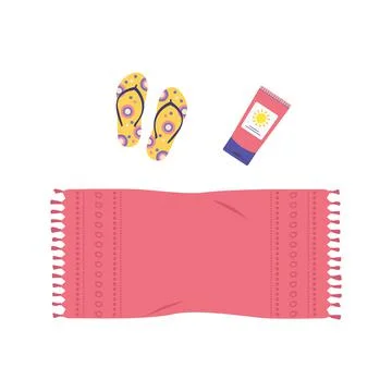 Set of summer items for relaxing on the beach Stock-Illustration