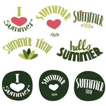 Set of summer lettering Stock Illustration