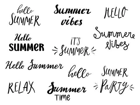 Set of Summer lettering Stock Illustration