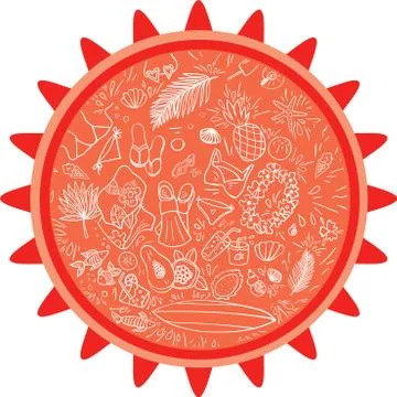 Set of summer objects Illustrazione stock