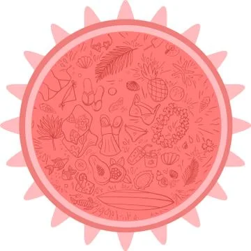 Set of summer objects Stock Illustration