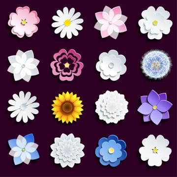 Set of summer or spring flowers Stock Illustration