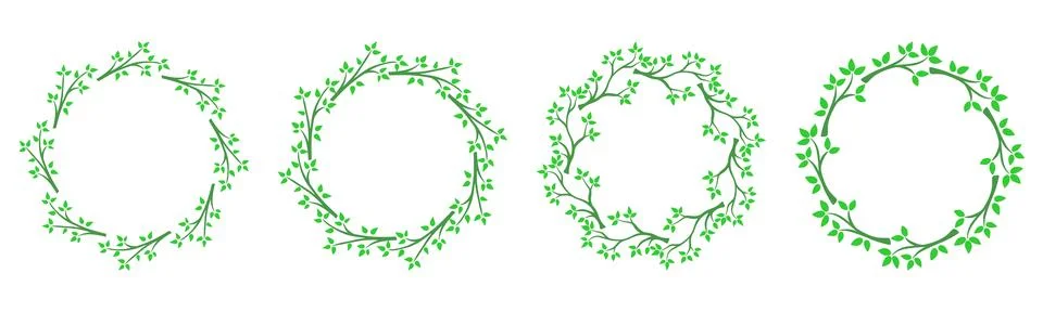 Set of summer round frames made of tree branches Illustrazione stock