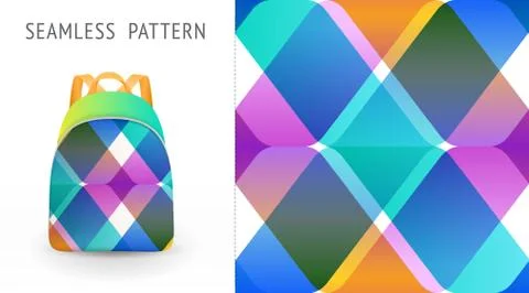 A set of summer seamless multicolor memphis patterns, demonstrated on textile Stock Illustration