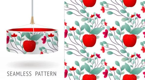 A set of summer seamless unique abstract fruit and flowers patterns, demonstr Stock Illustration