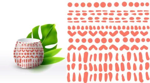 A set of summer seamless unique abstract hand-drawn patterns, demonstrated on Stock Illustration