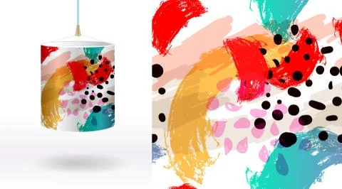 A set of summer seamless unique abstract hand-drawn patterns, demonstrated on Stock Illustration