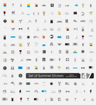 Set of summer stickers Stock Illustration